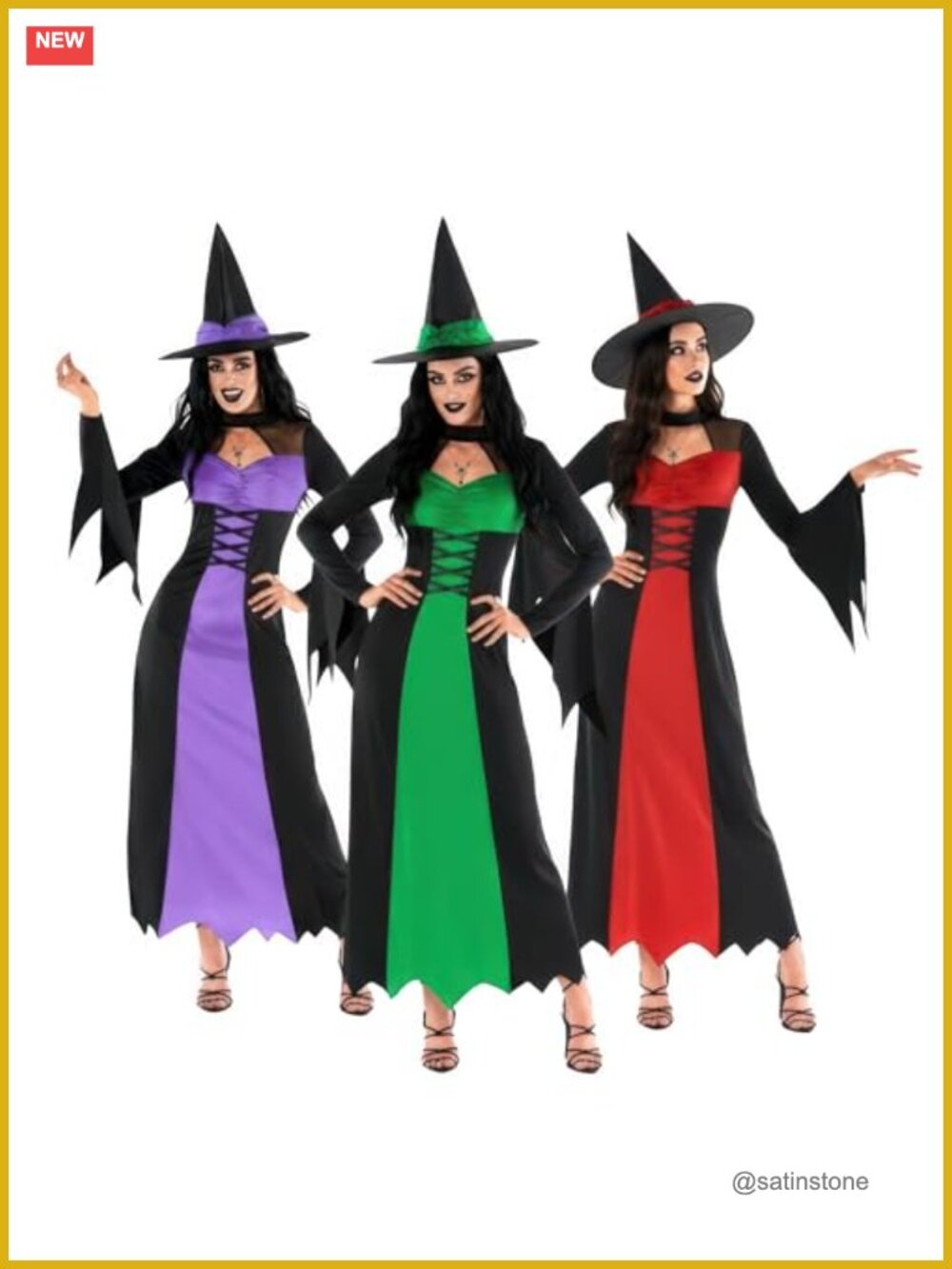 Witch Costume Women Dress Hat Polyester Halloween Cosplay